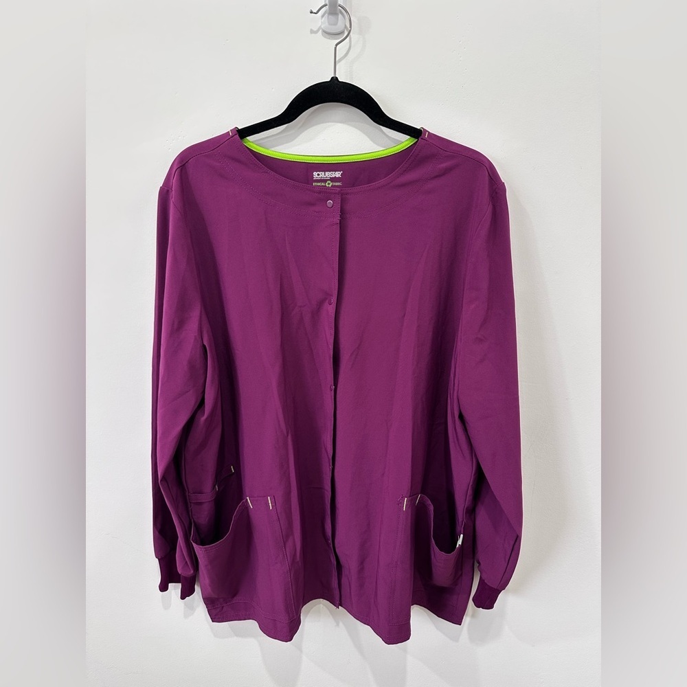 Scrubstar Women's Purple Button Down Long Sleeve Scrub Top - XL